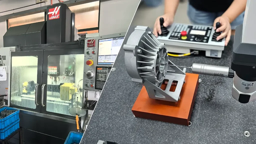 This is a real shot inside the GuTuBao manufacturing facility. We are equipped with USA Haas CNC machining centers and German Zeiss CMM to ensure high-precision manufacturing. We use these top-tier tools to guarantee strict quality inspection for every single sprayer part.