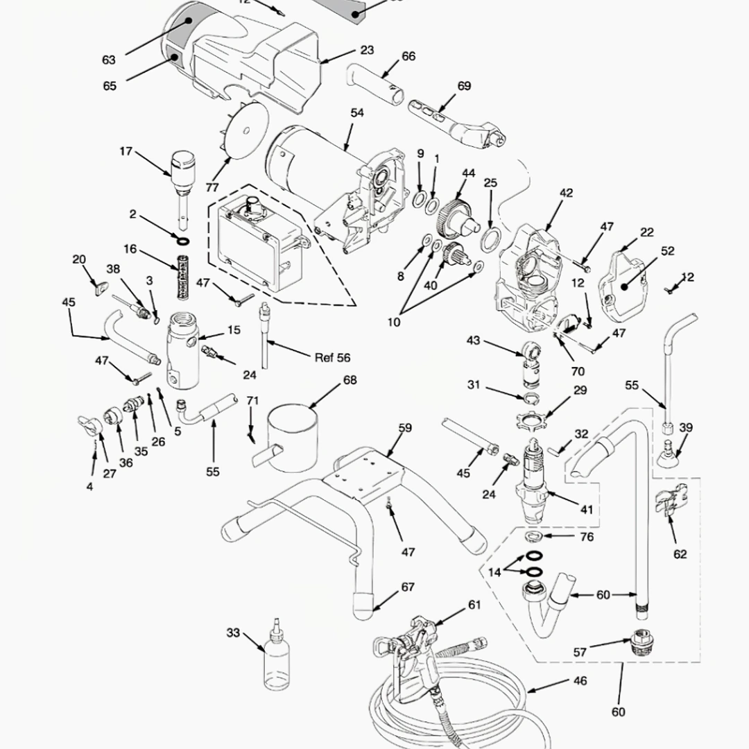 GTB-490 Residential Airless Sprayer Pump Exploded View