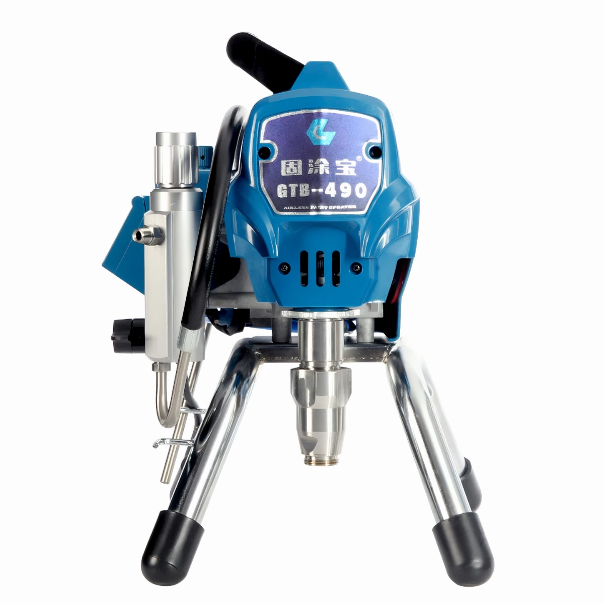 Front view of Residential Airless Paint Sprayer GTB-490 delivering a consistent 2.0 L/min flow rate for efficient coverage.