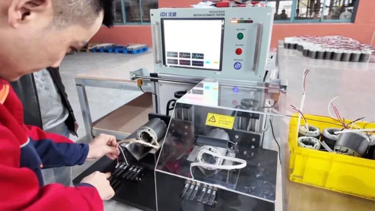 GUTUBAO source factory technician conducting aging test on a commercial brushless motor for airless paint sprayers