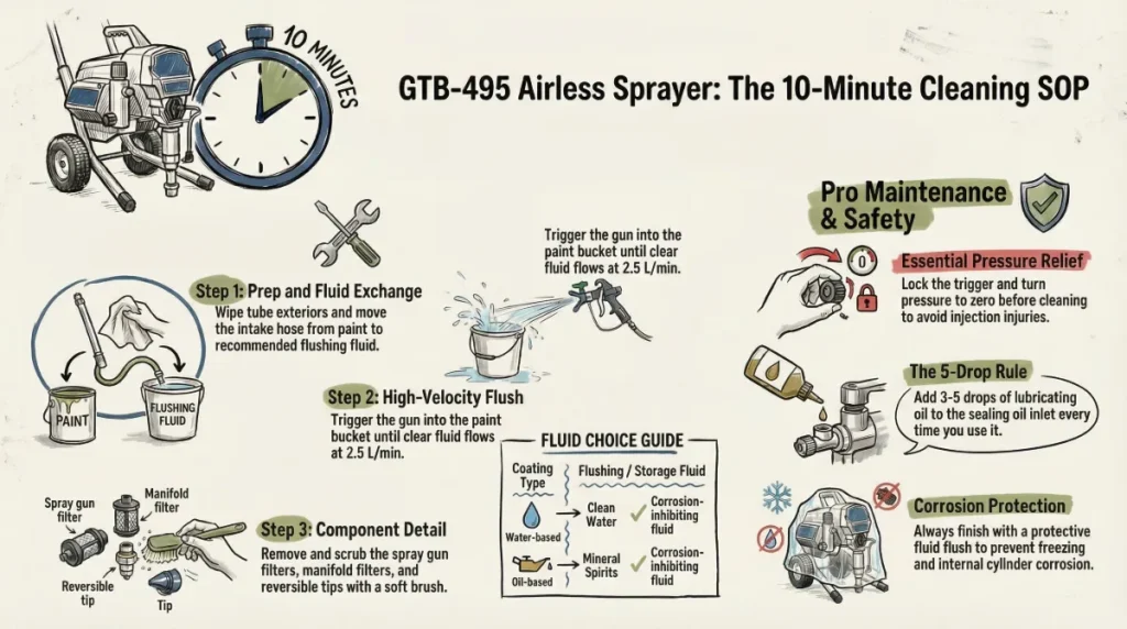 Step-by-step 10-min SOP on how to clean airless sprayer