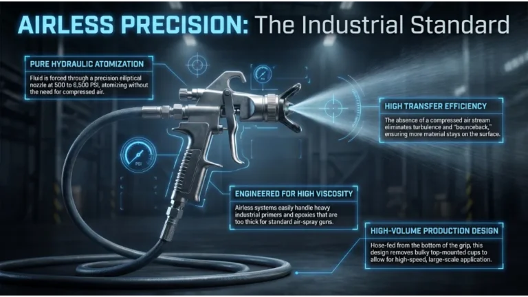 Ultimate guide for airless spray gun pattern troubleshooting, fixing heavy tails and pressure drops.
