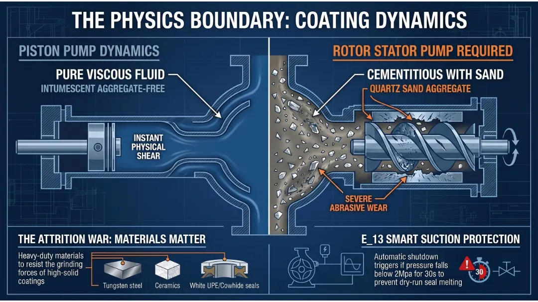 Fluid dynamics comparison of intumescent versus cementitious coatings in fireproofing spray equipment