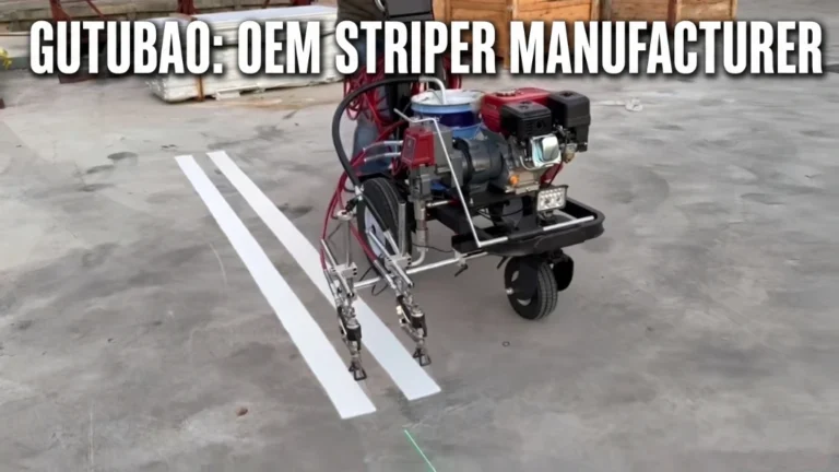 GUTUBAO OEM airless striping machine painting sharp lines on asphalt road with laser guide.
